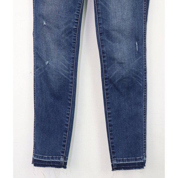 Madewell 10" High-Rise Skinny Jeans Raw Cut Hem Stretch Denim Mid Wash Blue 24 - Picture 8 of 12